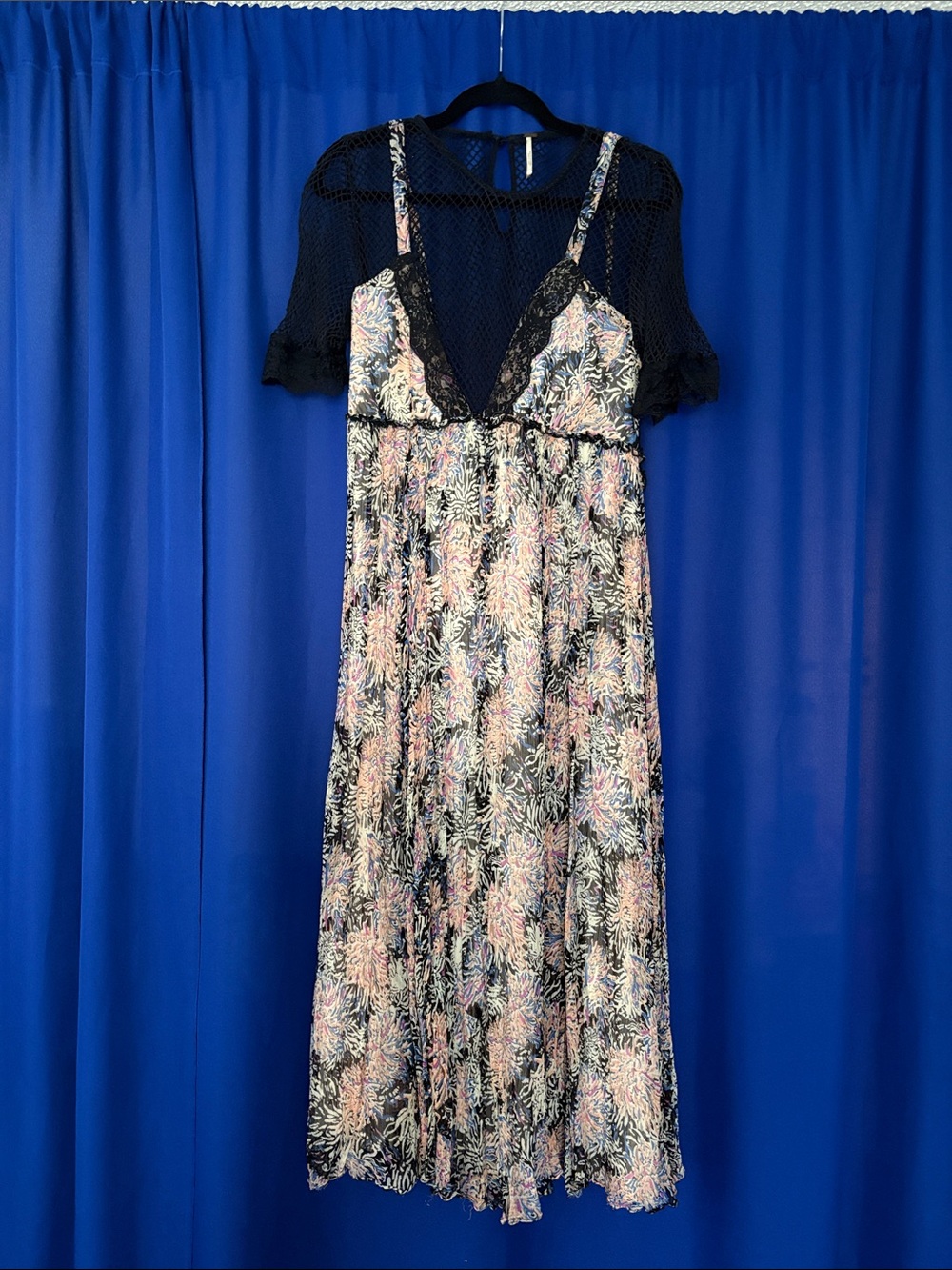 Floral Free People dress with mesh top size M